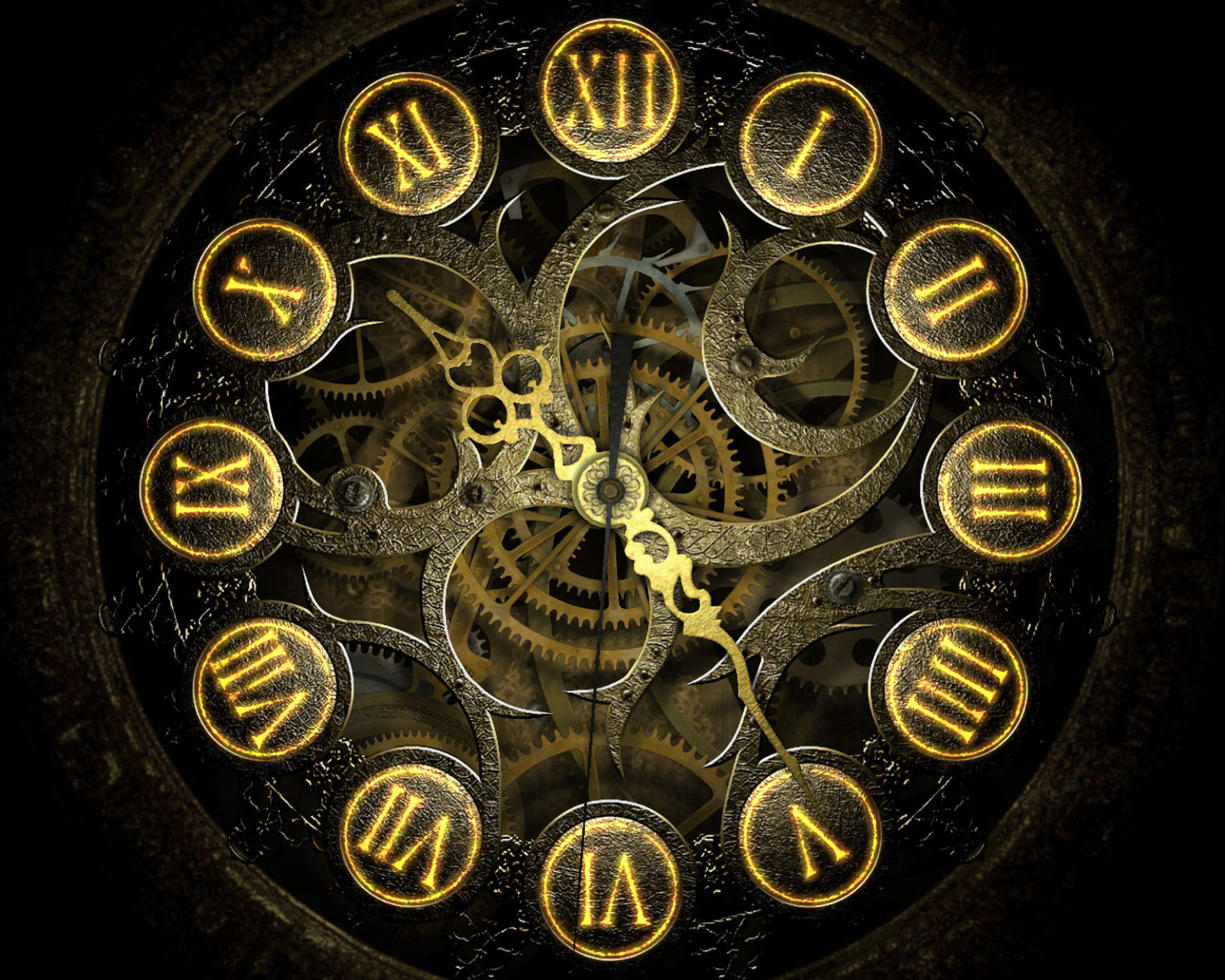 Gears Clock Face Steampunk - HD Wallpaper 
