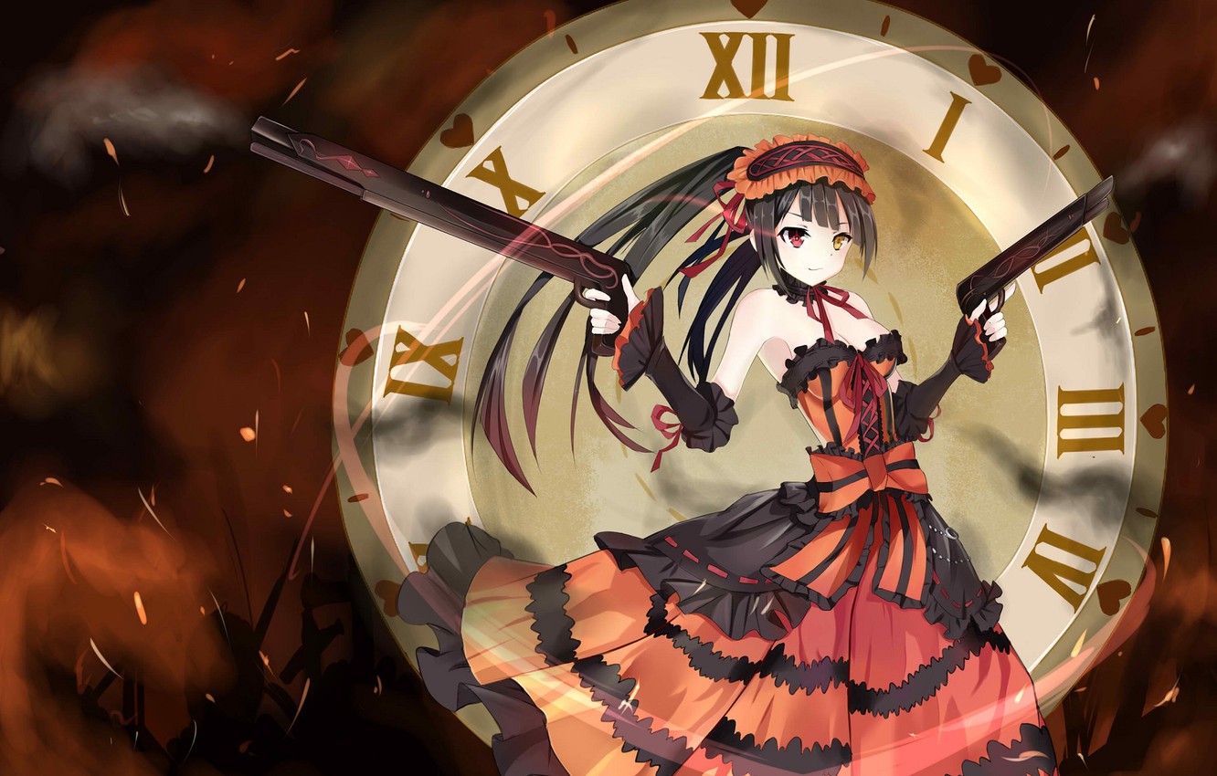 Photo Wallpaper Girl, Weapons, Watch, Date A Live, - Date A Live Kurumi Armas - HD Wallpaper 