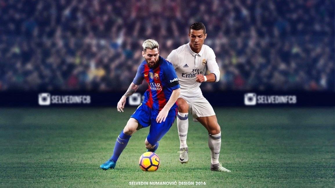 Football Wallpapers Player Wallpaper Hd - Messi Vs Ronaldo Wallpaper 2017 - HD Wallpaper 