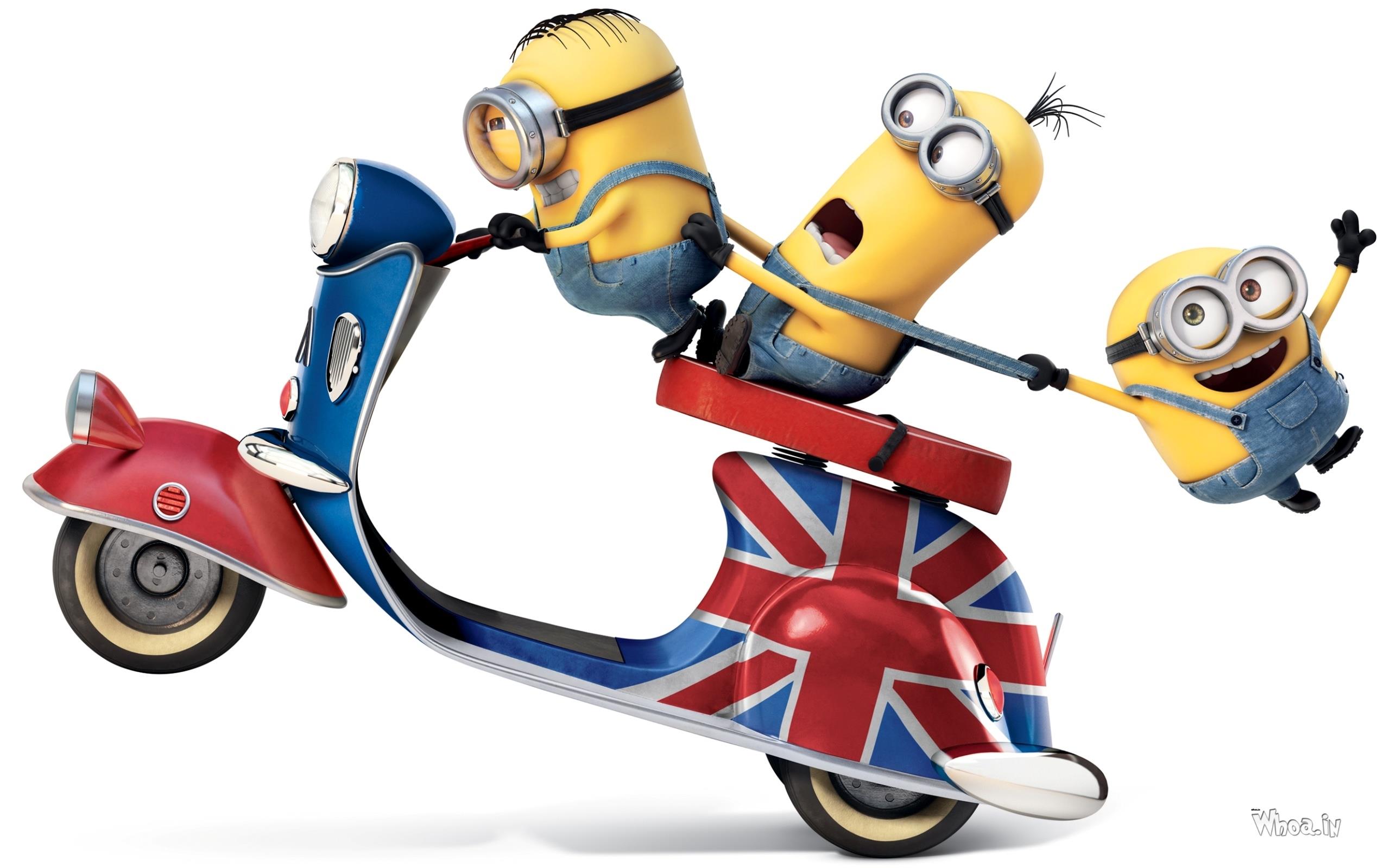 3 Minions Ride Bike In Naughty Style Hd Wallpaper - Minions Wallpaper Hd - HD Wallpaper 