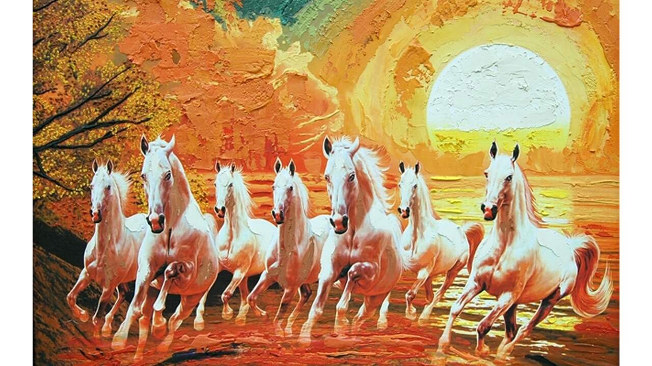 7 Horses Painting Vastu - HD Wallpaper 