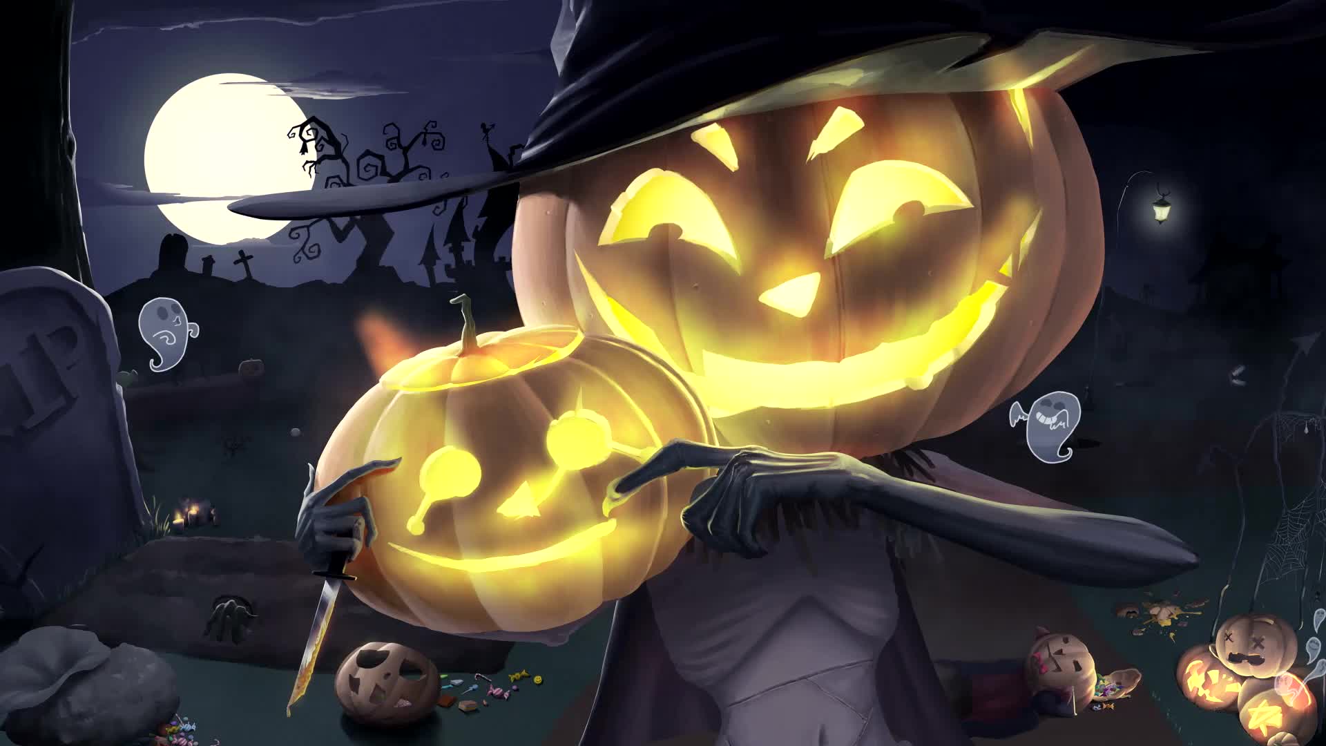 Cool Halloween Live Wallpaper - Cartoon - HD Wallpaper 