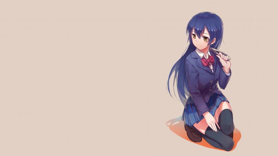 Anime, Anime Girls, Simple Background, School Uniform, - Umi Love Live School - HD Wallpaper 