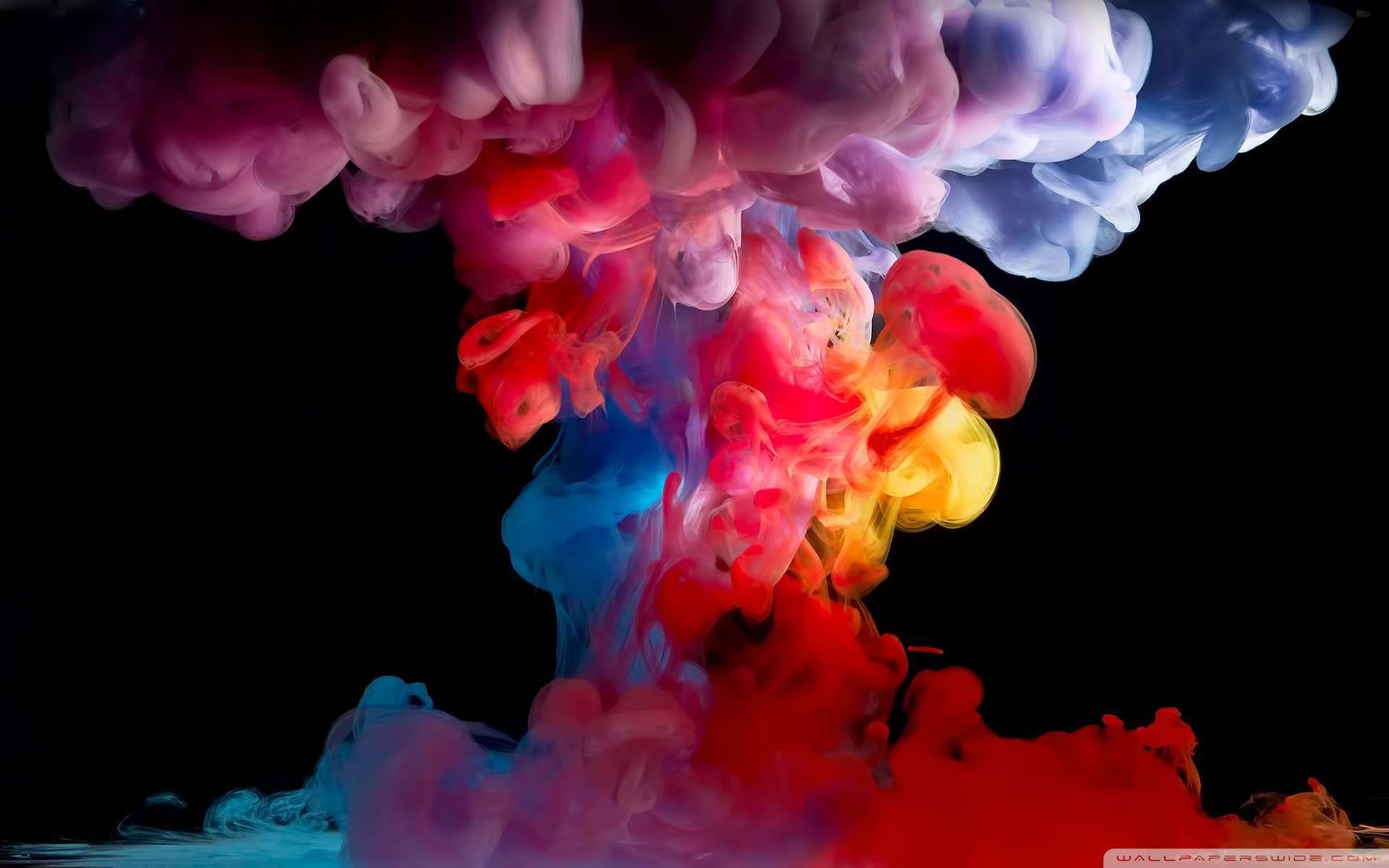 Black Background Colorful Smoke - HD Wallpaper 
