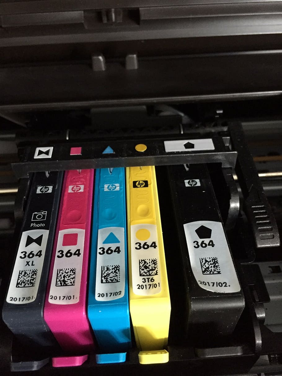 Five Hp Print Cartridges, Printer, Ink Jet Printer, - Hp Cartridge Expiry Date - HD Wallpaper 