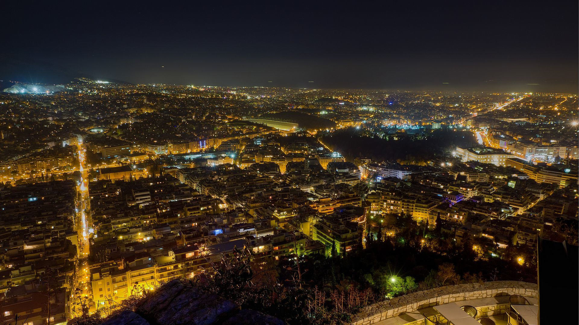 Mount Lycabettus View By Night - HD Wallpaper 