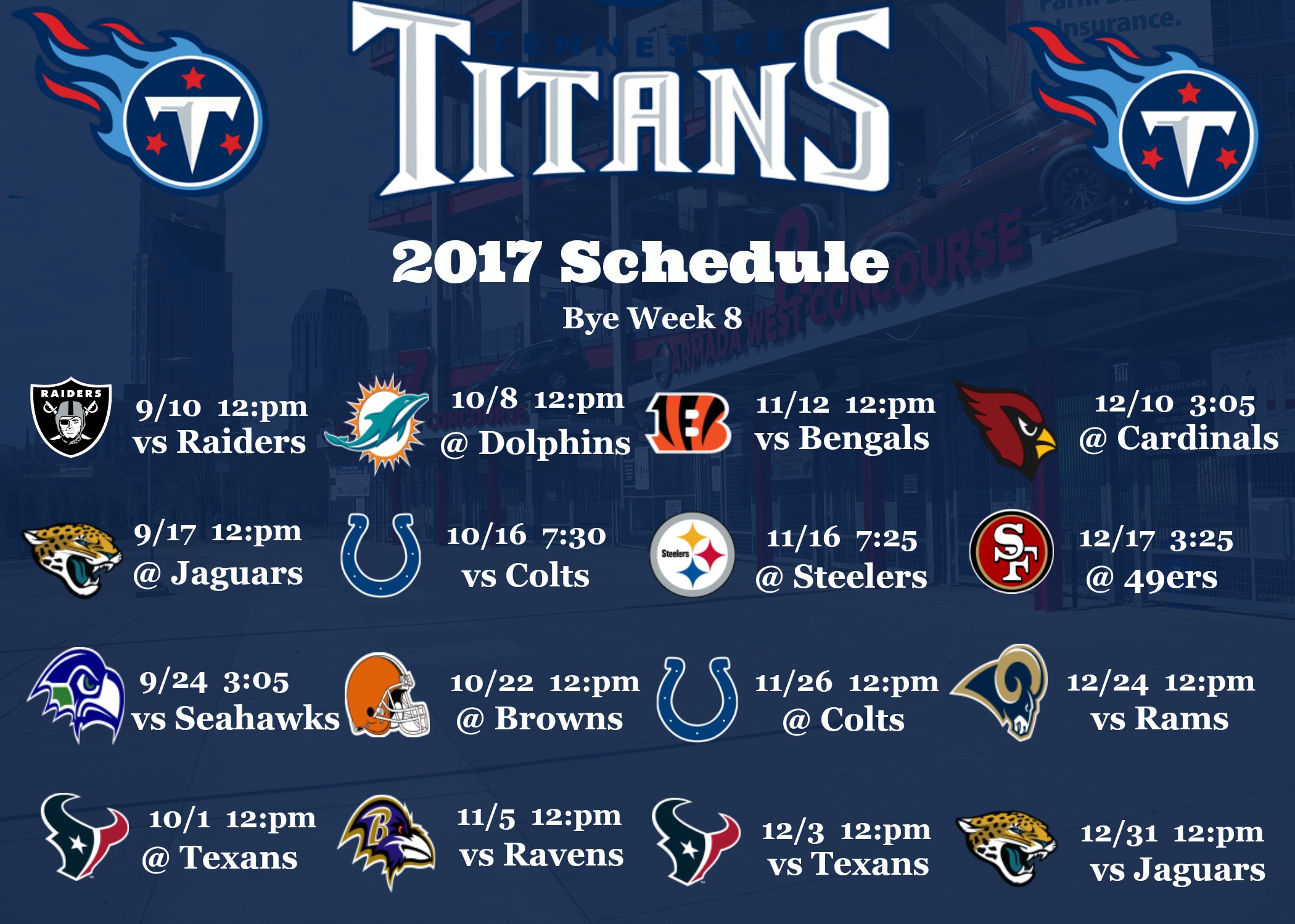 Tennessee Titans 2017 Schedule Wallpaper - Tennessee Titans Game Schedule - HD Wallpaper 