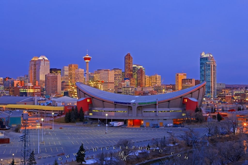 Photo Saddledome Sunrise Picture City Of Calgary Alberta - Calgary City And Saddledome - HD Wallpaper 