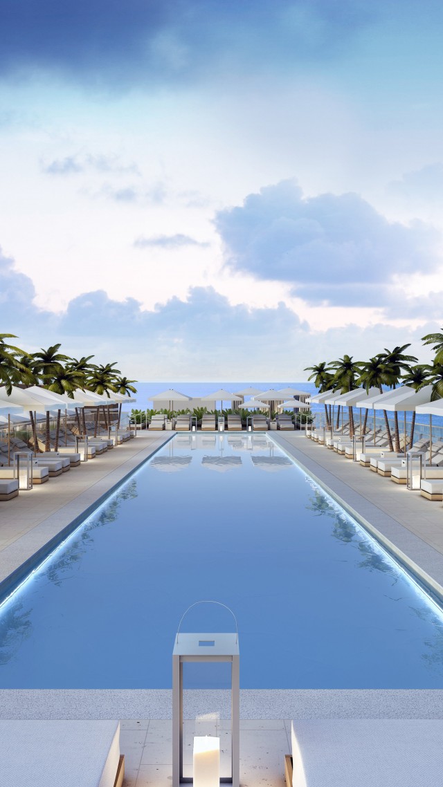Miami, South Beach, Hotel, Pool, Sunbed, Water, Palm, - 1 Hotel South Beach - HD Wallpaper 