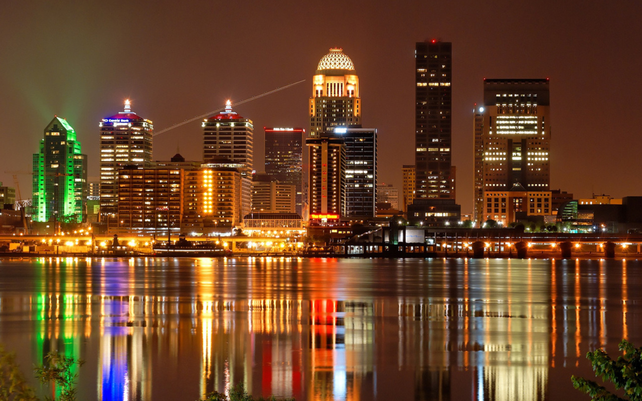 Louisville, Kentucky During Nighttime, Usa Images - Clarksville View Of Louisville Skyline - HD Wallpaper 