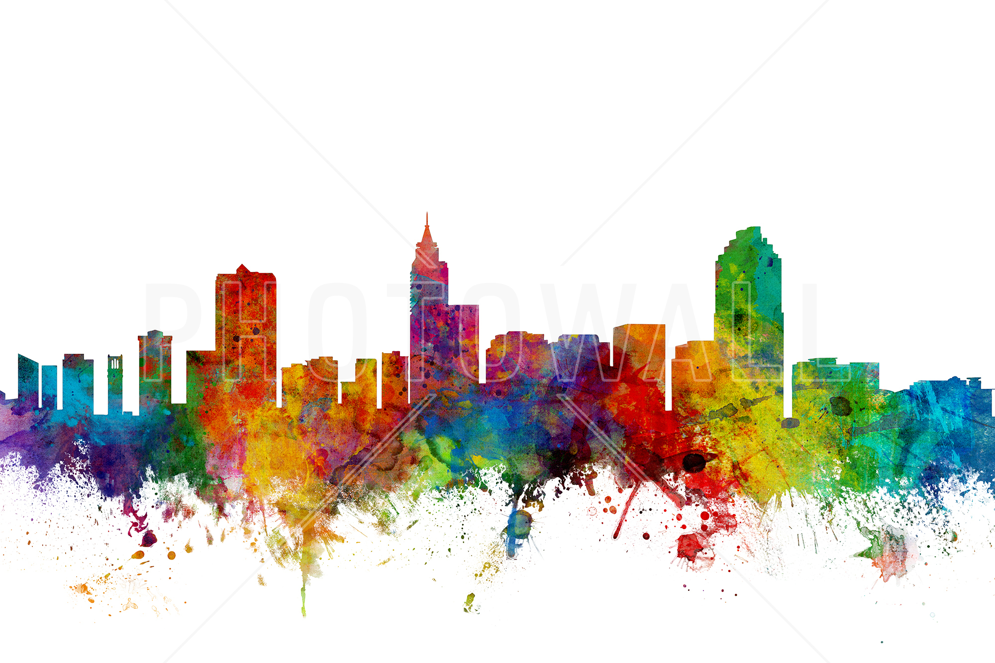 Raleigh North Carolina Skyline - North Carolina Water Color - HD Wallpaper 