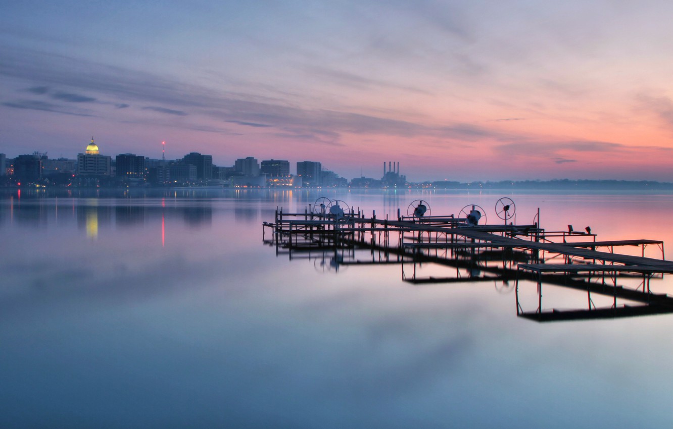 Photo Wallpaper The Sky, Clouds, Sunset, The City, - Wisconsin - HD Wallpaper 