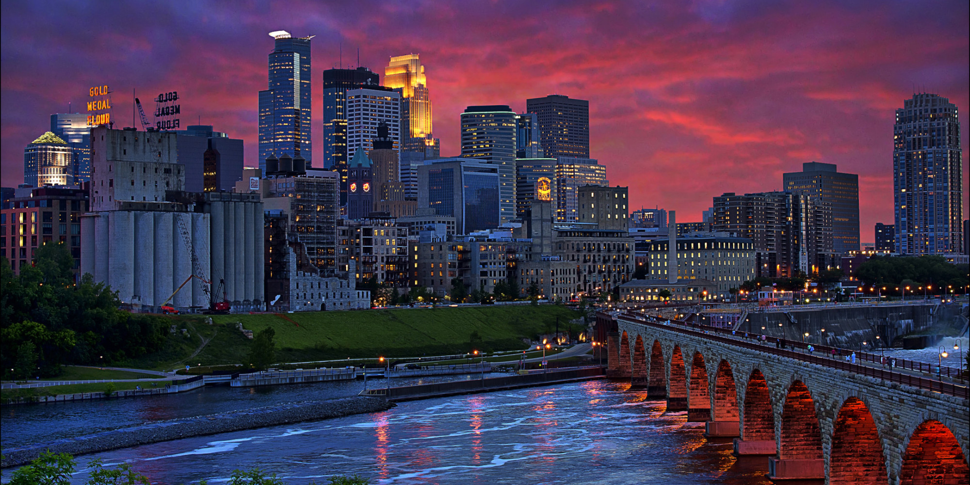 Minneapolis Cityscape Photography - HD Wallpaper 