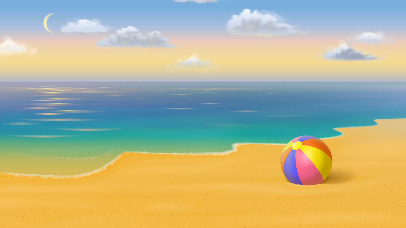 Beach Background With Beach Ball - HD Wallpaper 