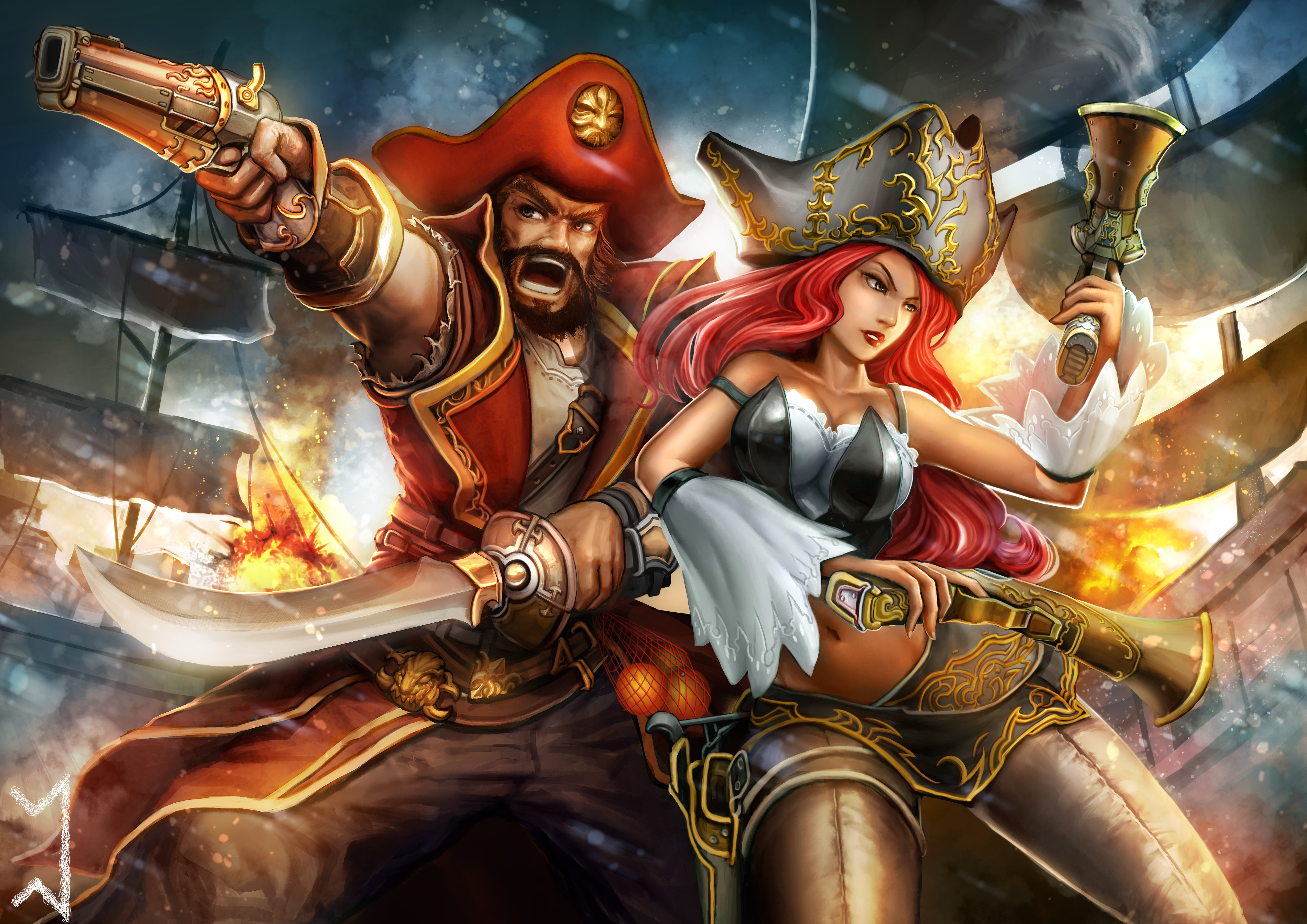 League Of Legends Miss Fortune And Gangplank - HD Wallpaper 
