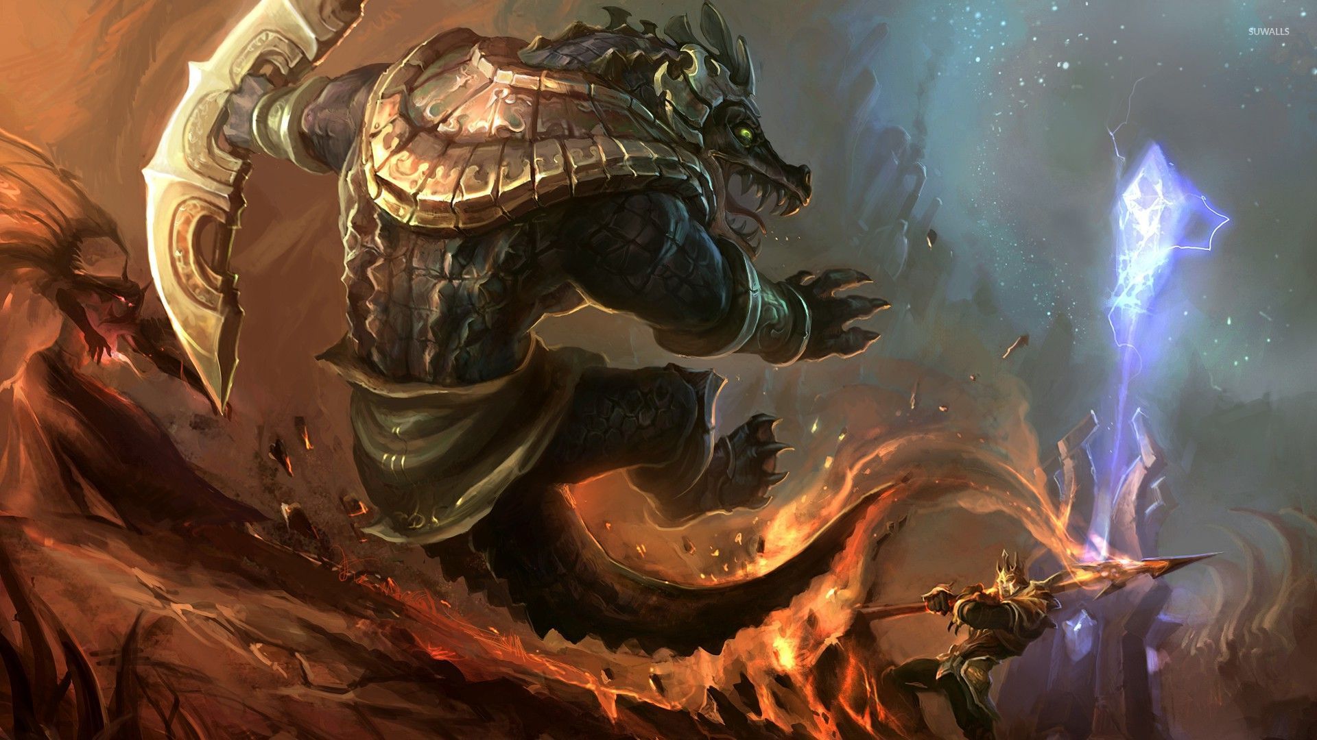 League Of Legends Fighting - HD Wallpaper 