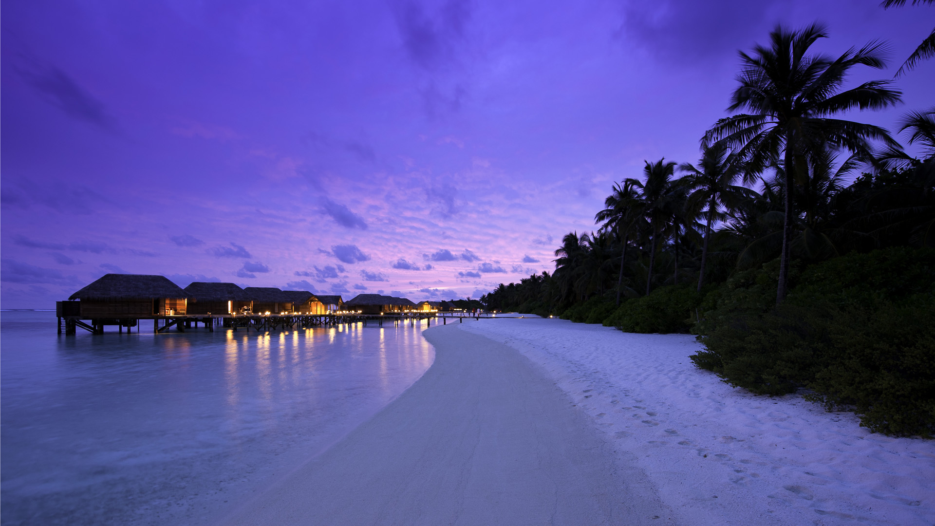 Maldives Island At Night Hd - HD Wallpaper 