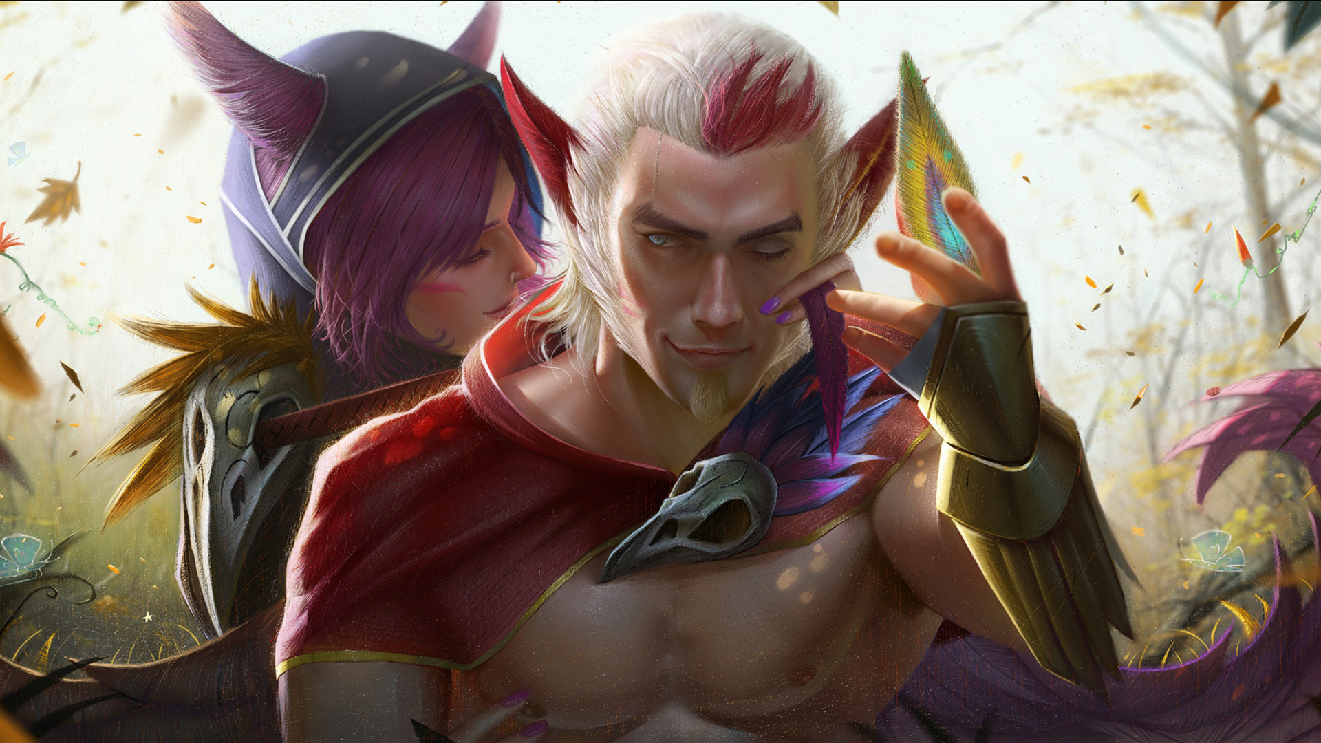 Raken, Xayah, League Of Legends, Wallpaper - Xayah Rakan Fan Art Skin - HD Wallpaper 