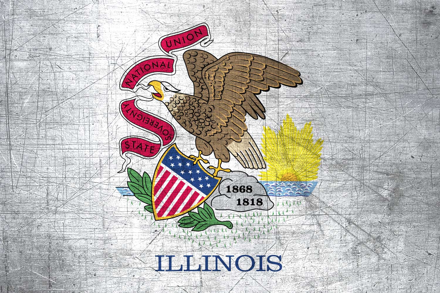 High Resolution Flag Of Illinois Metal Texture - Illinois Flag Png - HD Wallpaper 