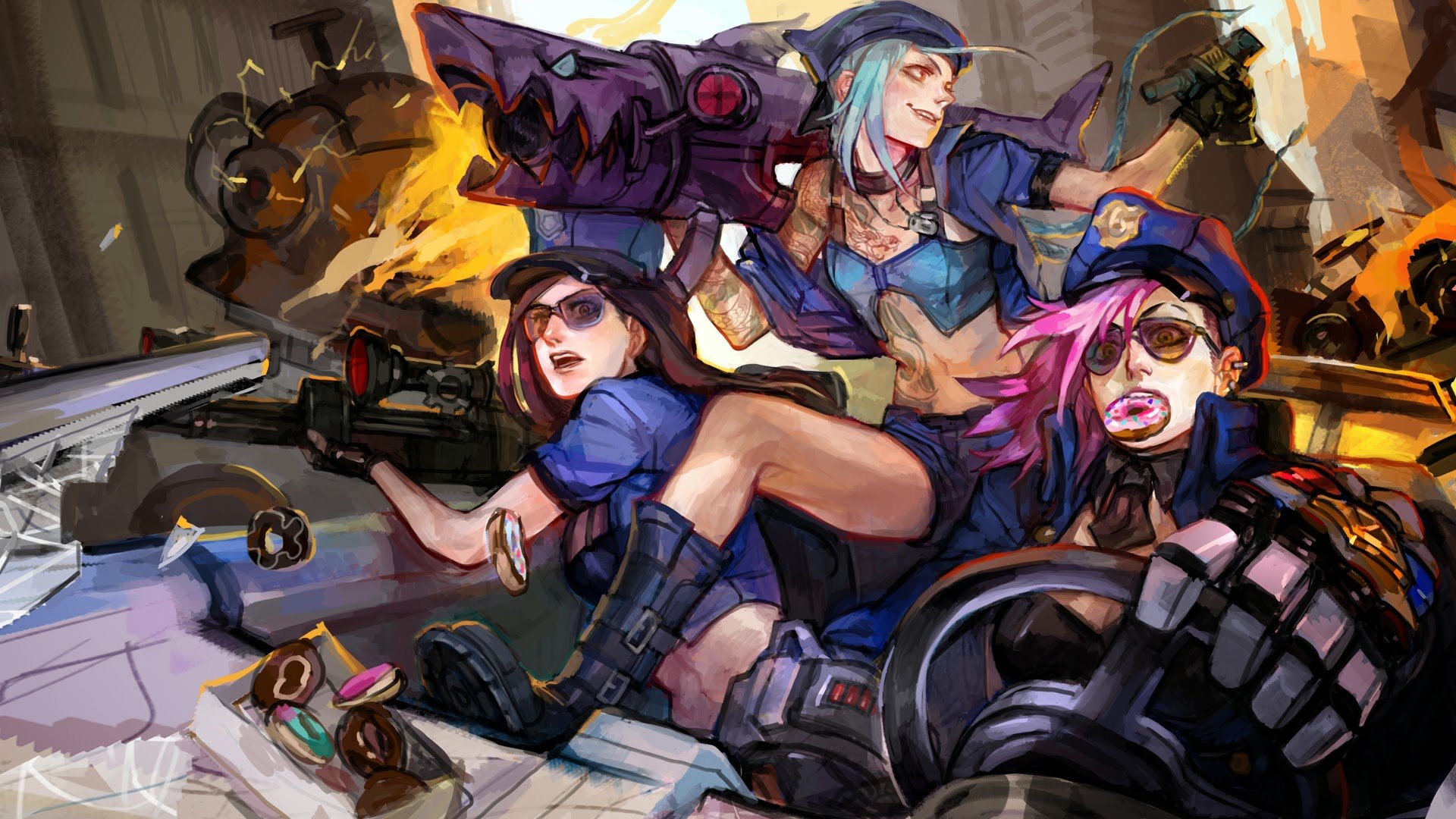 Caitlyn Vi And Jinx - HD Wallpaper 