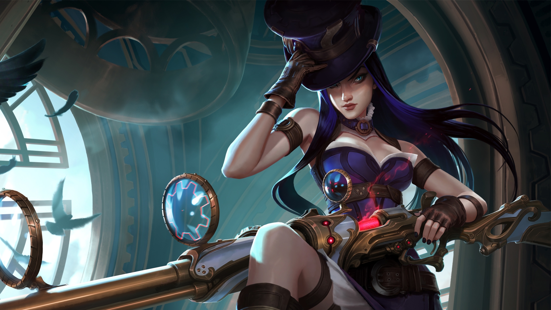 League Of Legends, Caitlyn, Rifle, Hat, Artwork, Lol - HD Wallpaper 