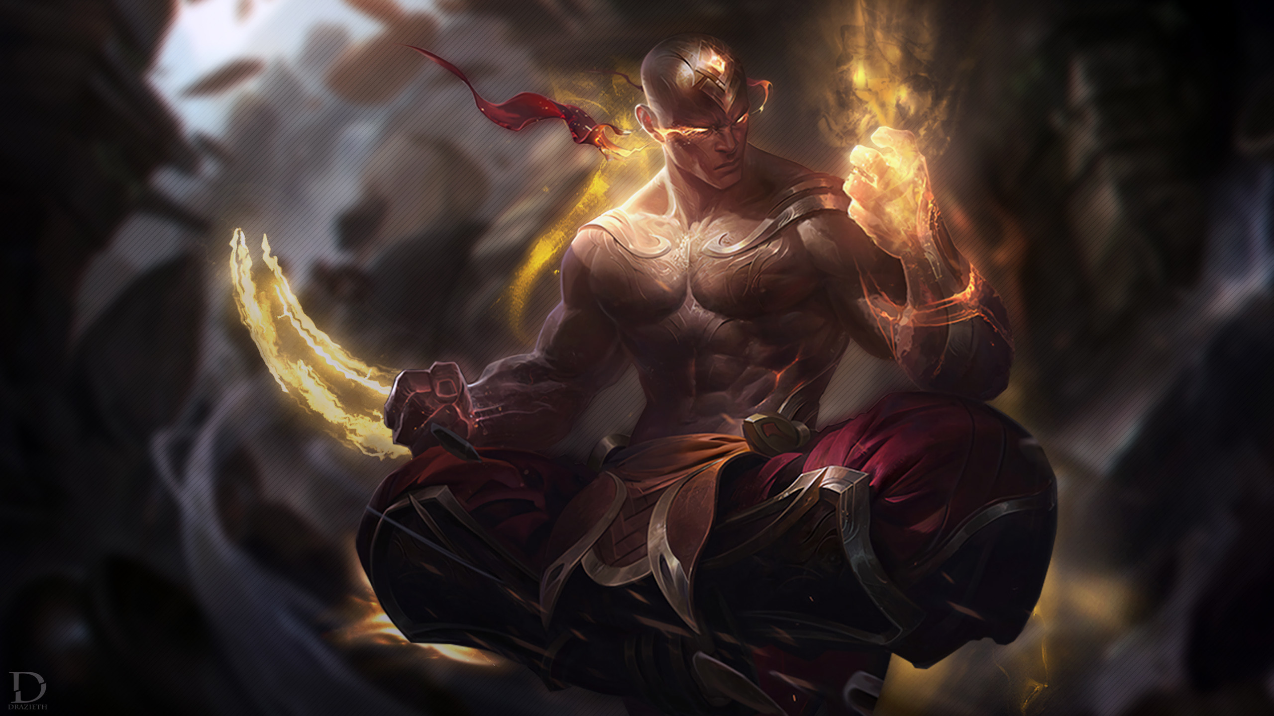 God Fist Lee Sin By Drazieth Hd Wallpaper Fan Art Artwork - God Fist Lee Sin - HD Wallpaper 