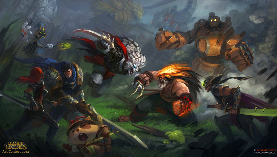 League Of Legends, Game Desktop Background - League Of Legends Battle Fan Art - HD Wallpaper 