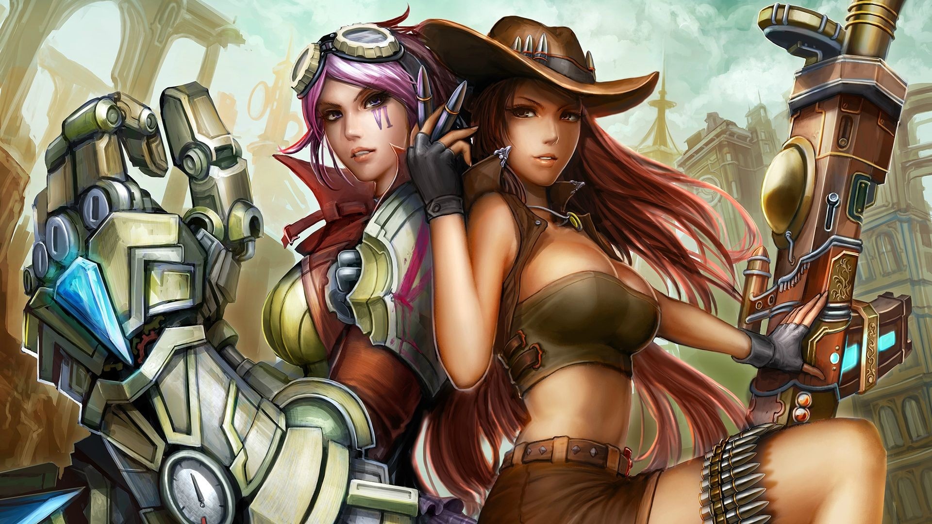 Wallpaper Two Beautiful Girls, League Of Legends - League Of Legends Sheriff Caitlyn - HD Wallpaper 