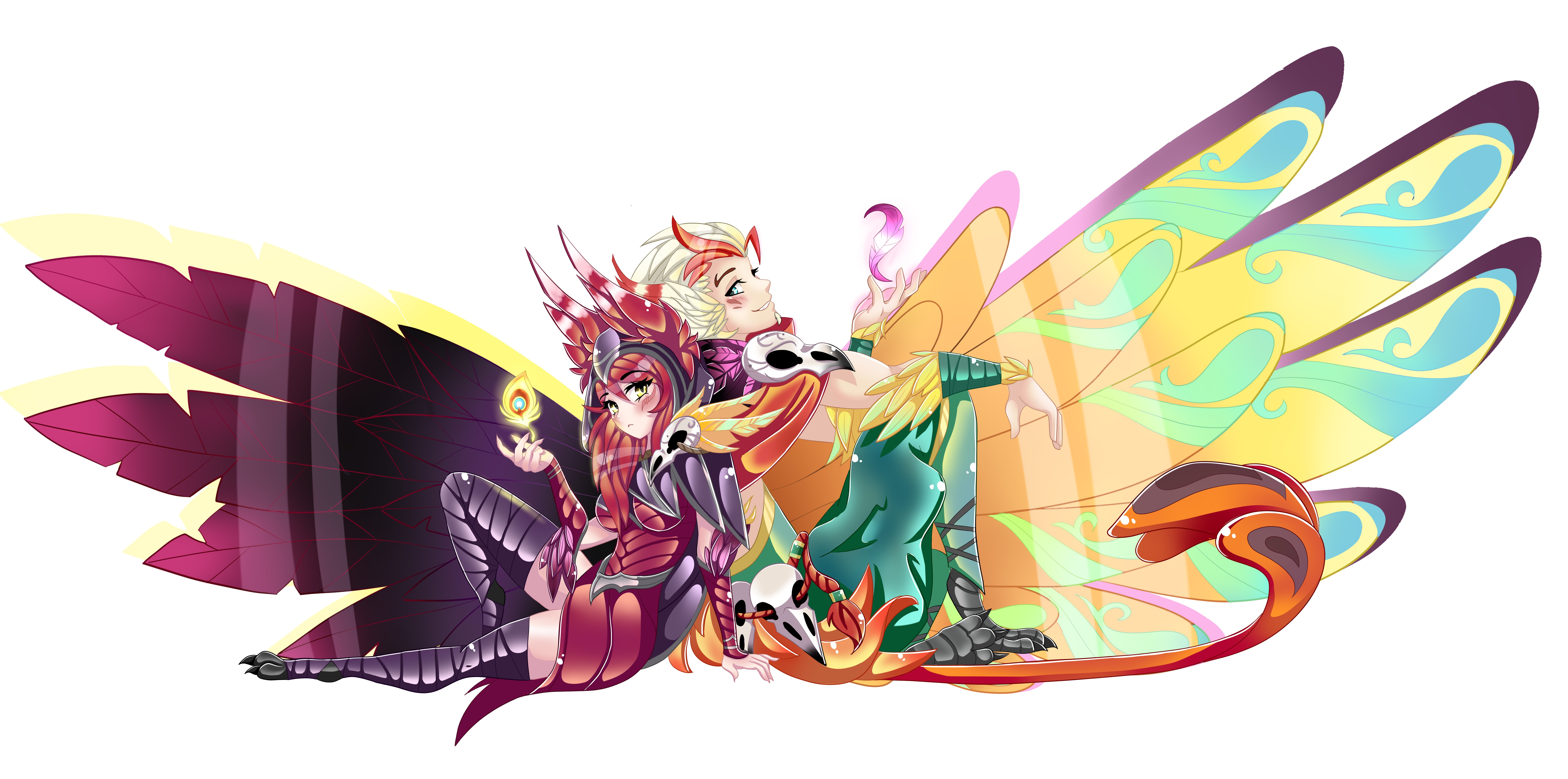 Xayah & Rakan By Imako-chan Hd 4k 6k 8k Wallpaper Background - Xayah And Rakan Art - HD Wallpaper 