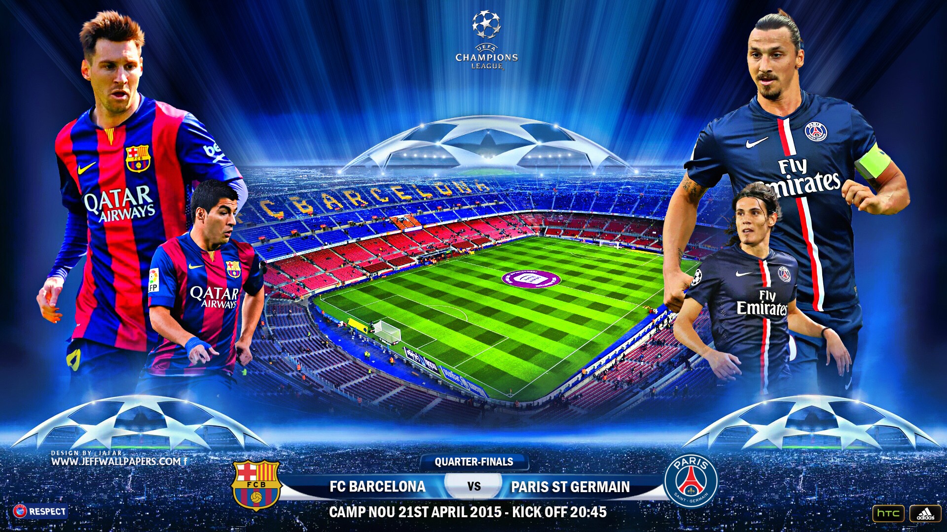 Fc Barcelona Vs Paris Saint Germain 21 April 2015 Uefa - Fc Barcelona En La Uefa Champions League - HD Wallpaper 