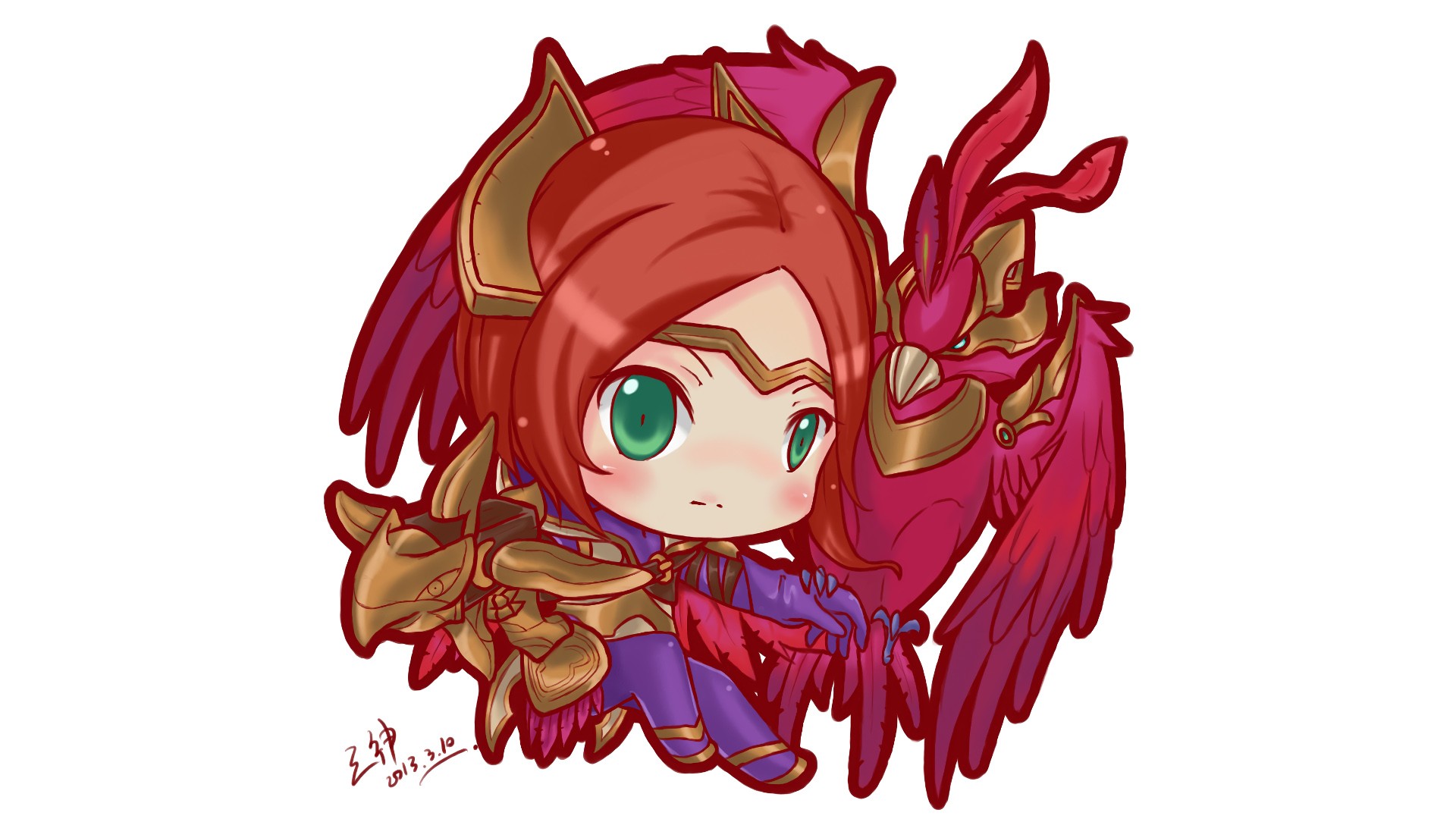 Chibi Quinn By みかみ Hd Wallpaper Fan Artwork League - Chibi Quinn League Of Legends - HD Wallpaper 