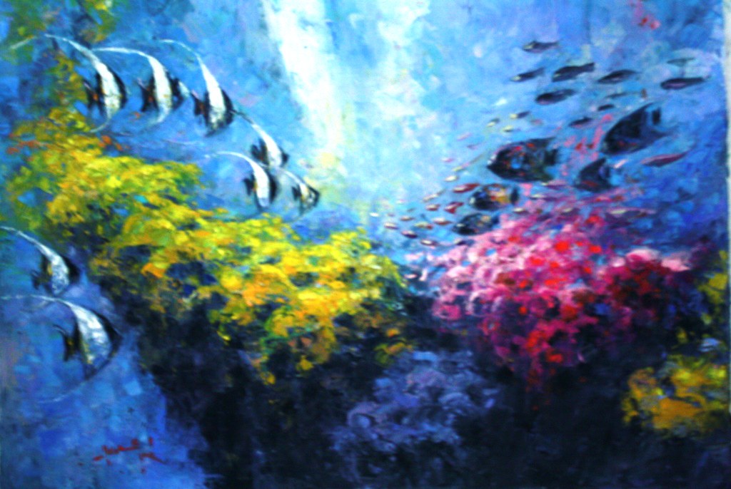 Lukisan Cat Minyak Dalam Laut - HD Wallpaper 