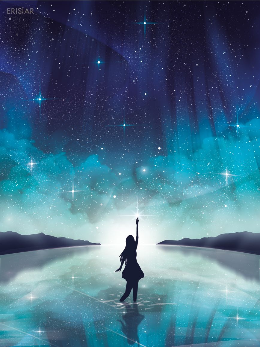 Girl Silhouette Galaxy Background - HD Wallpaper 