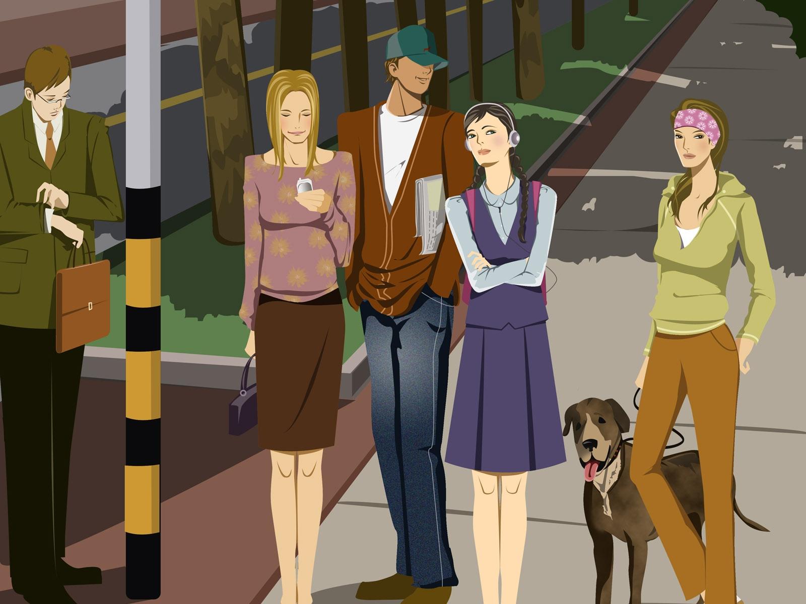 Berjalan, Orang, Anjing - Drawing - HD Wallpaper 