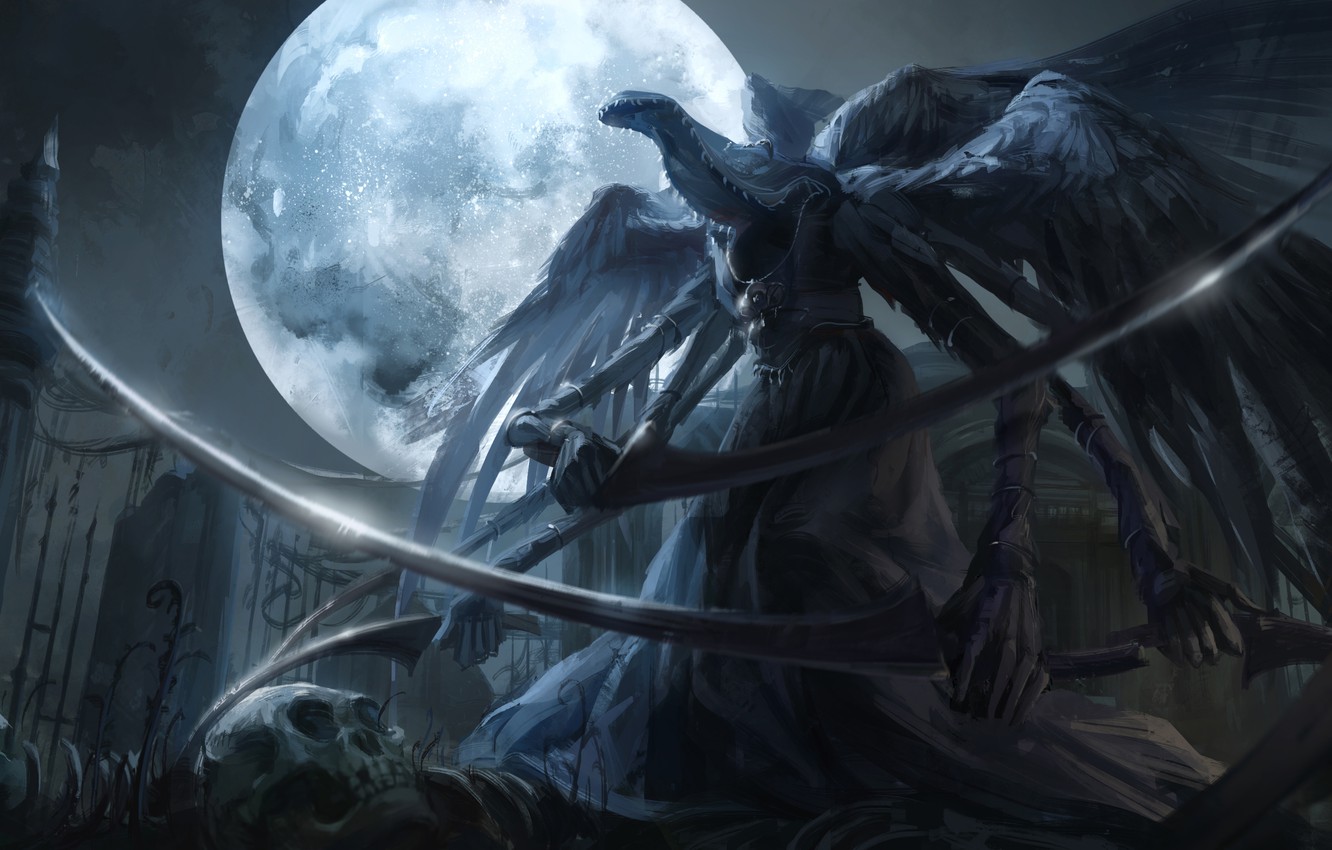 Photo Wallpaper Night, Weapons, The Moon, Art, Braid, - Bloodborne Mergos Wet Nurse Fanart - HD Wallpaper 