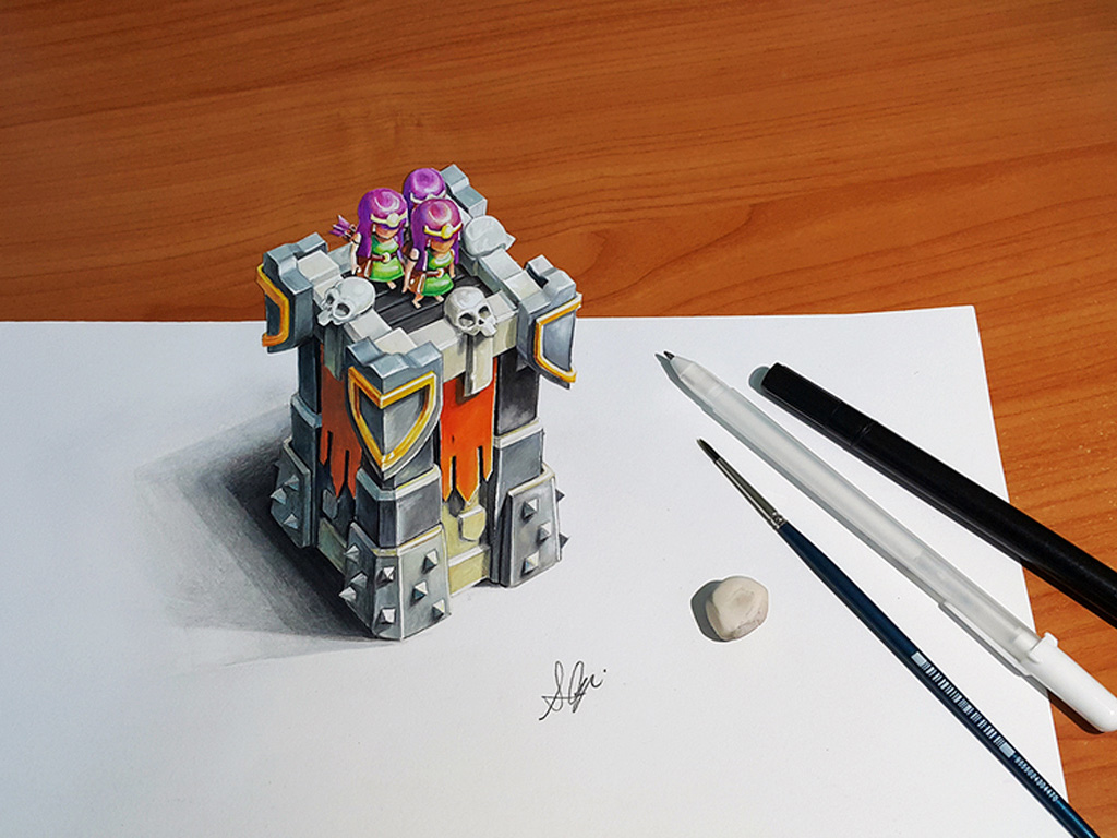 Archer Tower - Clash Of Clans Defense Drawing - HD Wallpaper 