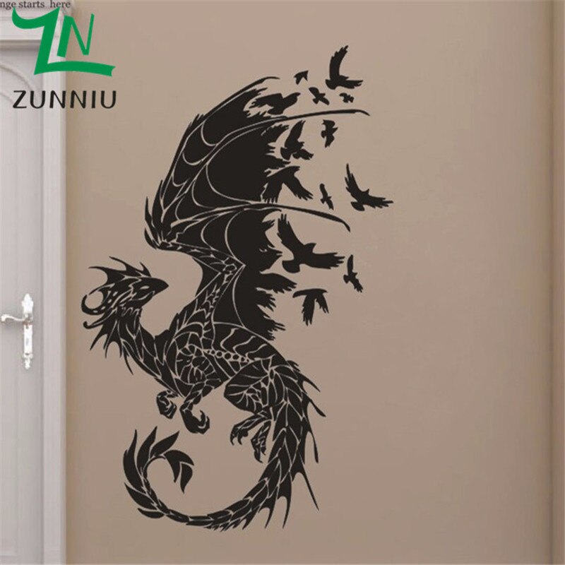Dragon Tattoo With Birds - HD Wallpaper 