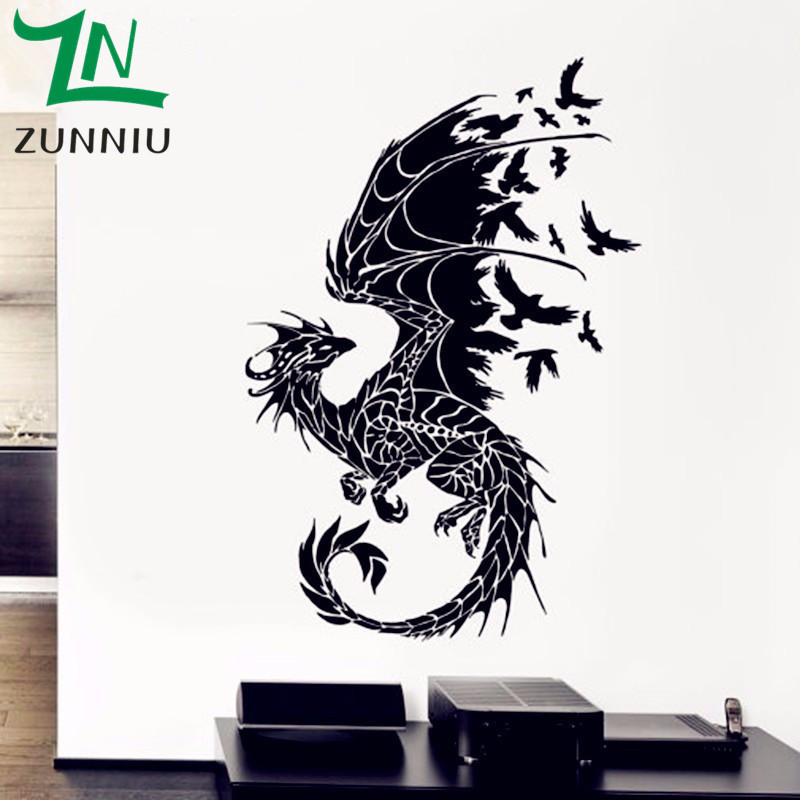 Dragon Tattoo With Birds - HD Wallpaper 