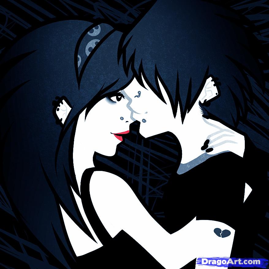 Anime Emo Couple - 878x878 Wallpaper 