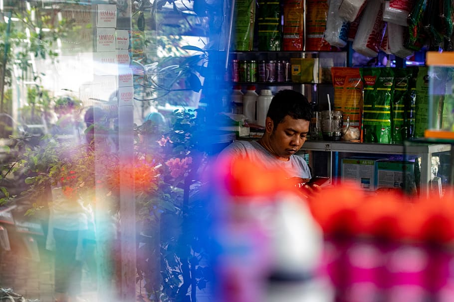 Shelf, Human, Person, Indonesia, Surabaya, Pasar Ikan - Shopkeeper - HD Wallpaper 