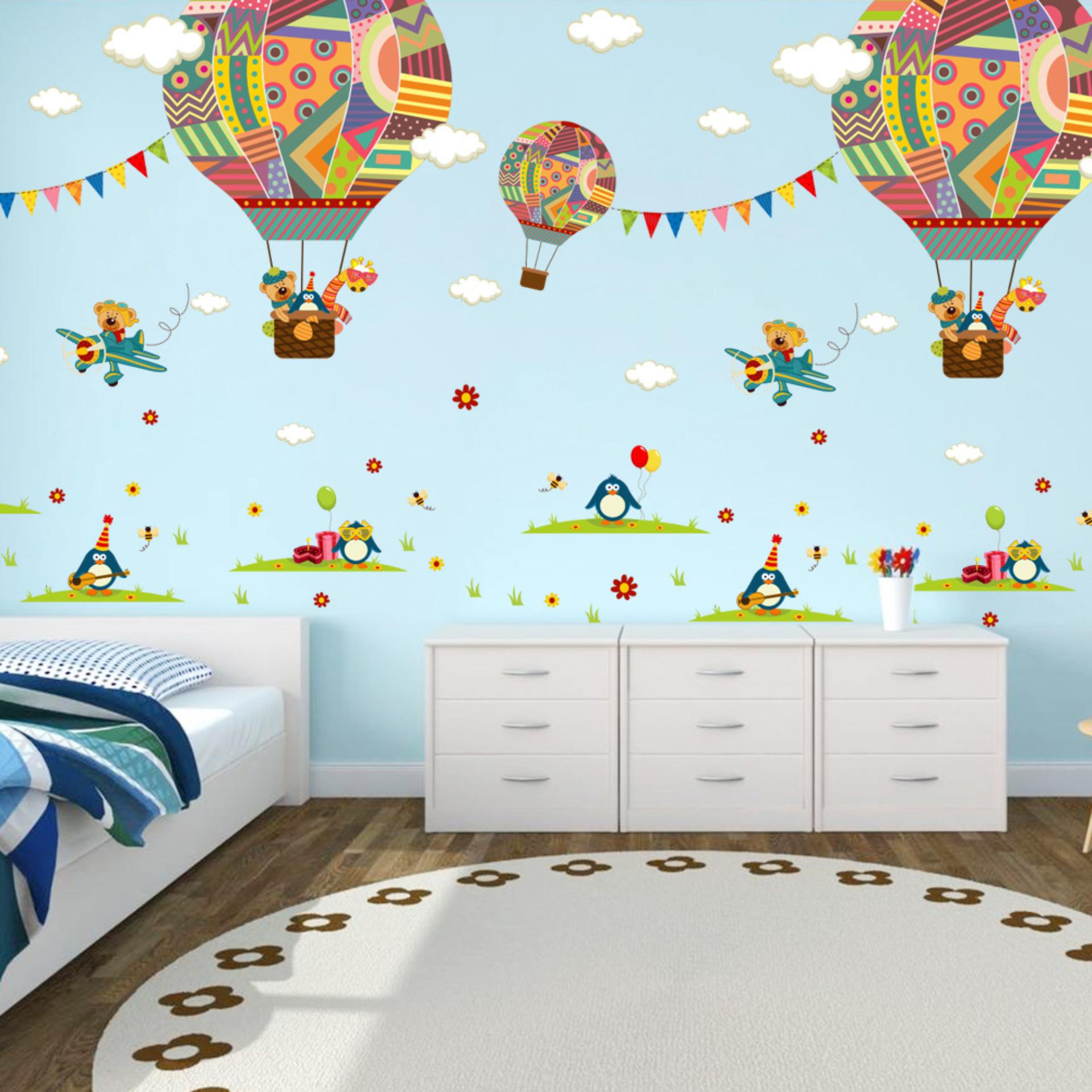 Gambar Wallpaper Rumah - Hot Air Balloon Wall Stickers Bedroom - HD Wallpaper 