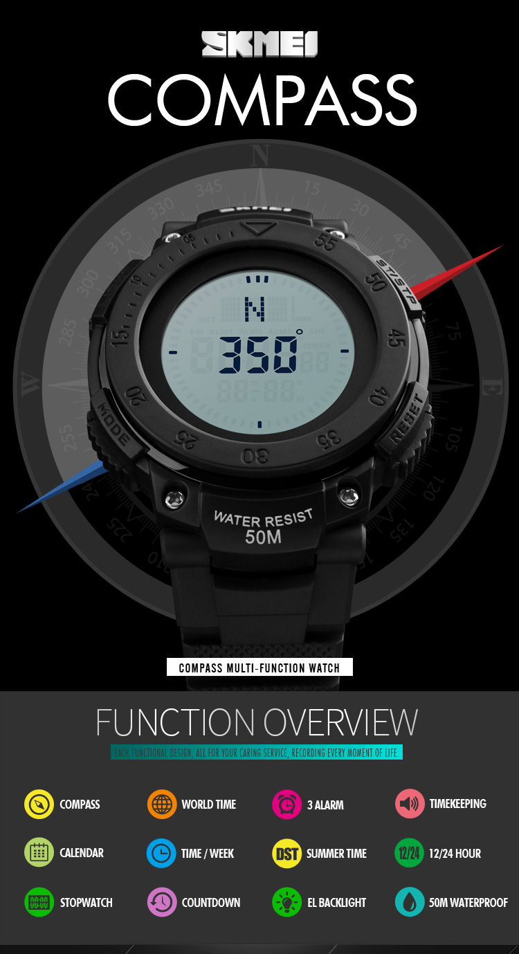 Alibaba China Wholesale Skmei 1236 Sport Waterproof - Skmei Compas - HD Wallpaper 