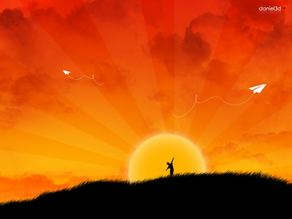 Silhouette Sunset Background - HD Wallpaper 