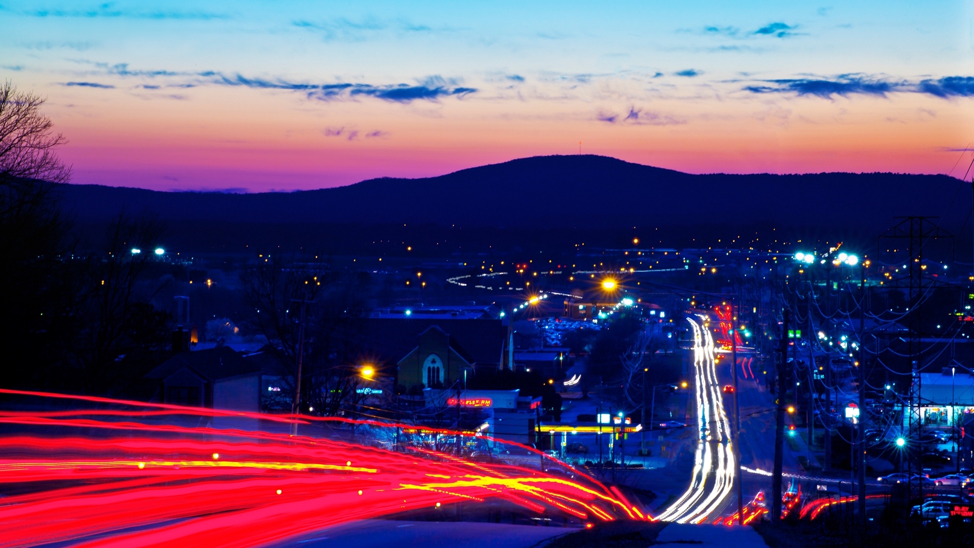 Wallpaper City, Night, Road, Lights, Exposure - Road Light Wallpaper Hd - HD Wallpaper 