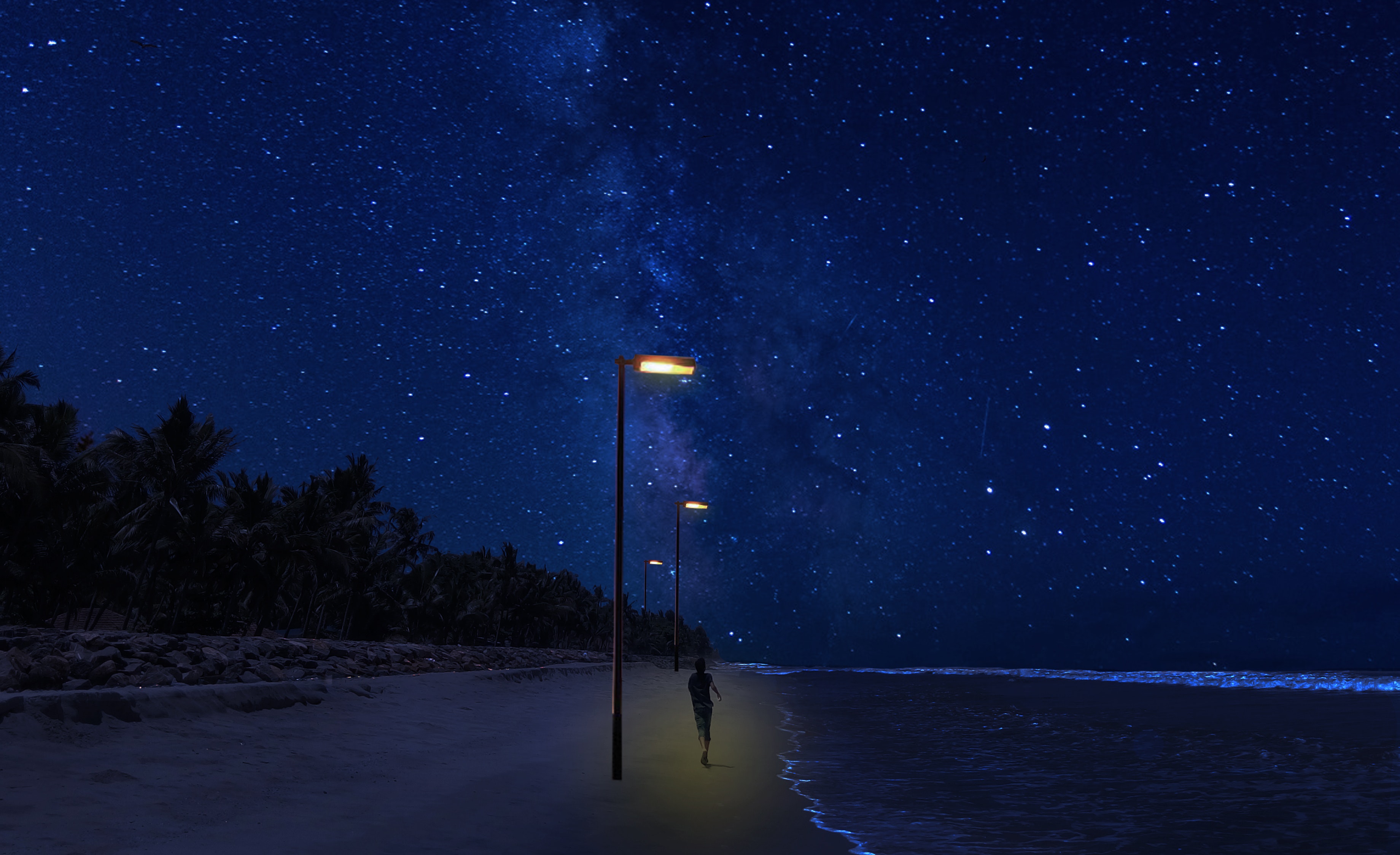 Night Beach Wallpaper 4k - HD Wallpaper 