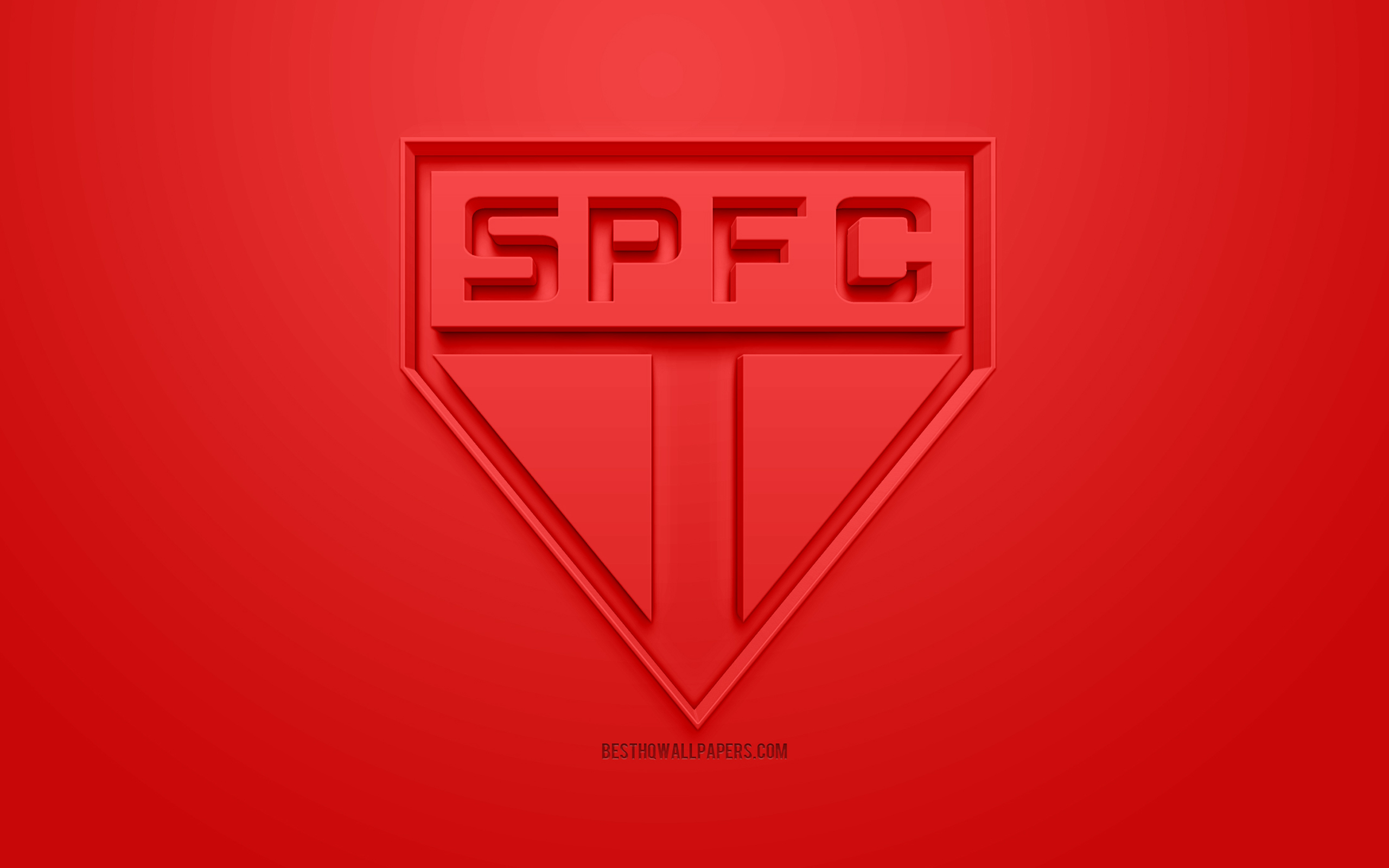 Sao Paulo Fc, Creative 3d Logo, Red Background, Spfc, - Tela De Fundo Spfc - HD Wallpaper 