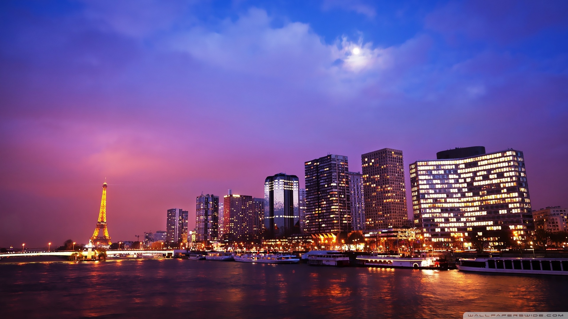Wide City Night Wallpaper On Wallpaper Hd With City - Hd Wallpaper Paris Night - HD Wallpaper 