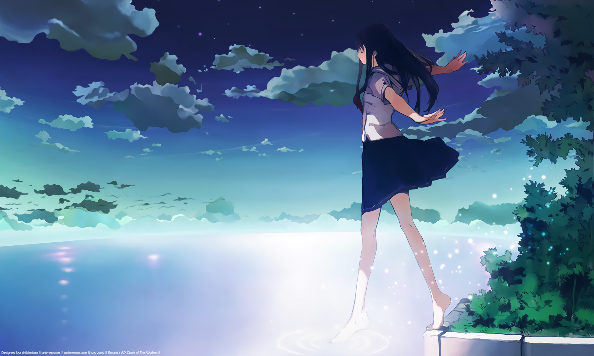 Anime Ocean Fan Art - HD Wallpaper 