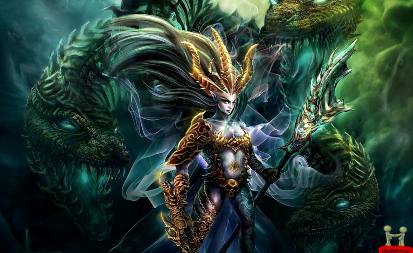 Gambar Wallpaper 3d Dragon Gambar Dp Bbm - Goddess Dragon Fantasy Art - HD Wallpaper 