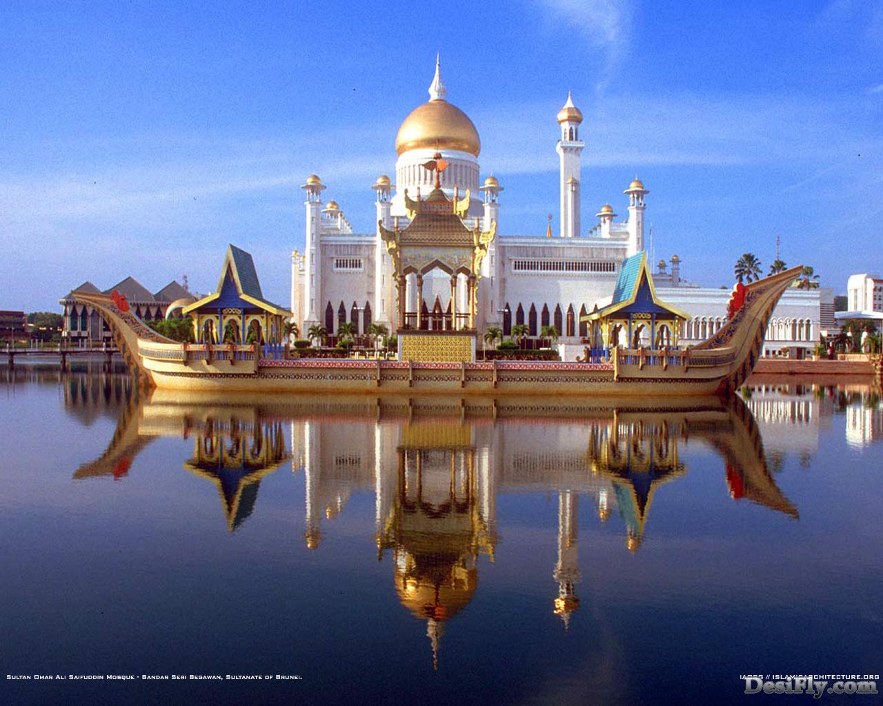 Sultan Omar Ali Saifuddin Mosque - HD Wallpaper 
